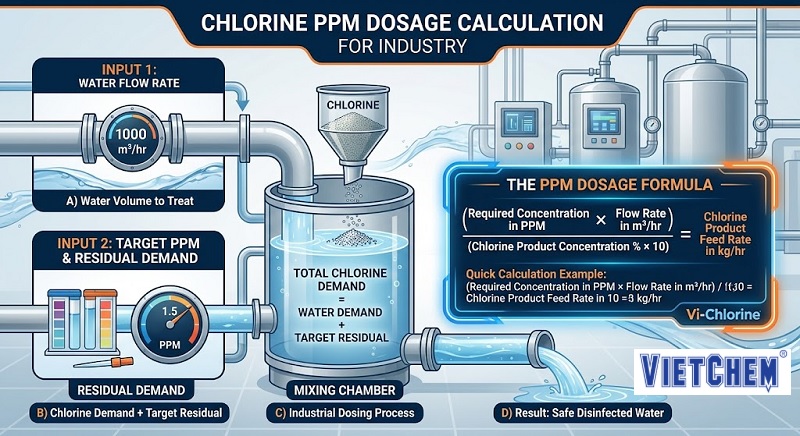 How to Calculate Chlorine Dosage (PPM) for Industrial Water Treatment: The Complete Formula (2025 Guide)
