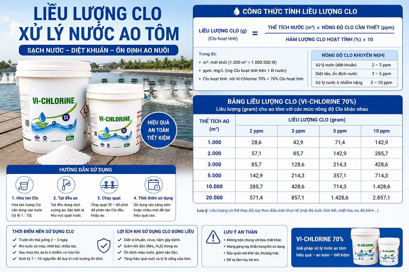 Liều Lượng Clo Xử Lý Nước Ao Tôm Chuẩn Nhất