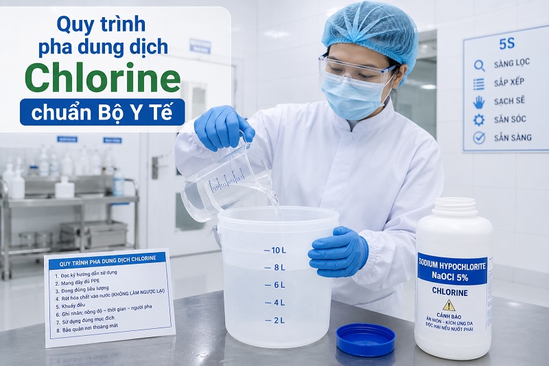 Quy Trình Pha Dung Dịch Chlorine Khử Trùng Bề Mặt Chuẩn Bộ Y Tế Từ A-Z