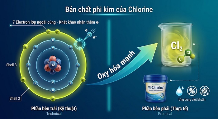 Chlorine là phi kim hay kim loại? 5 lý do giải mã sức mạnh diệt khuẩn