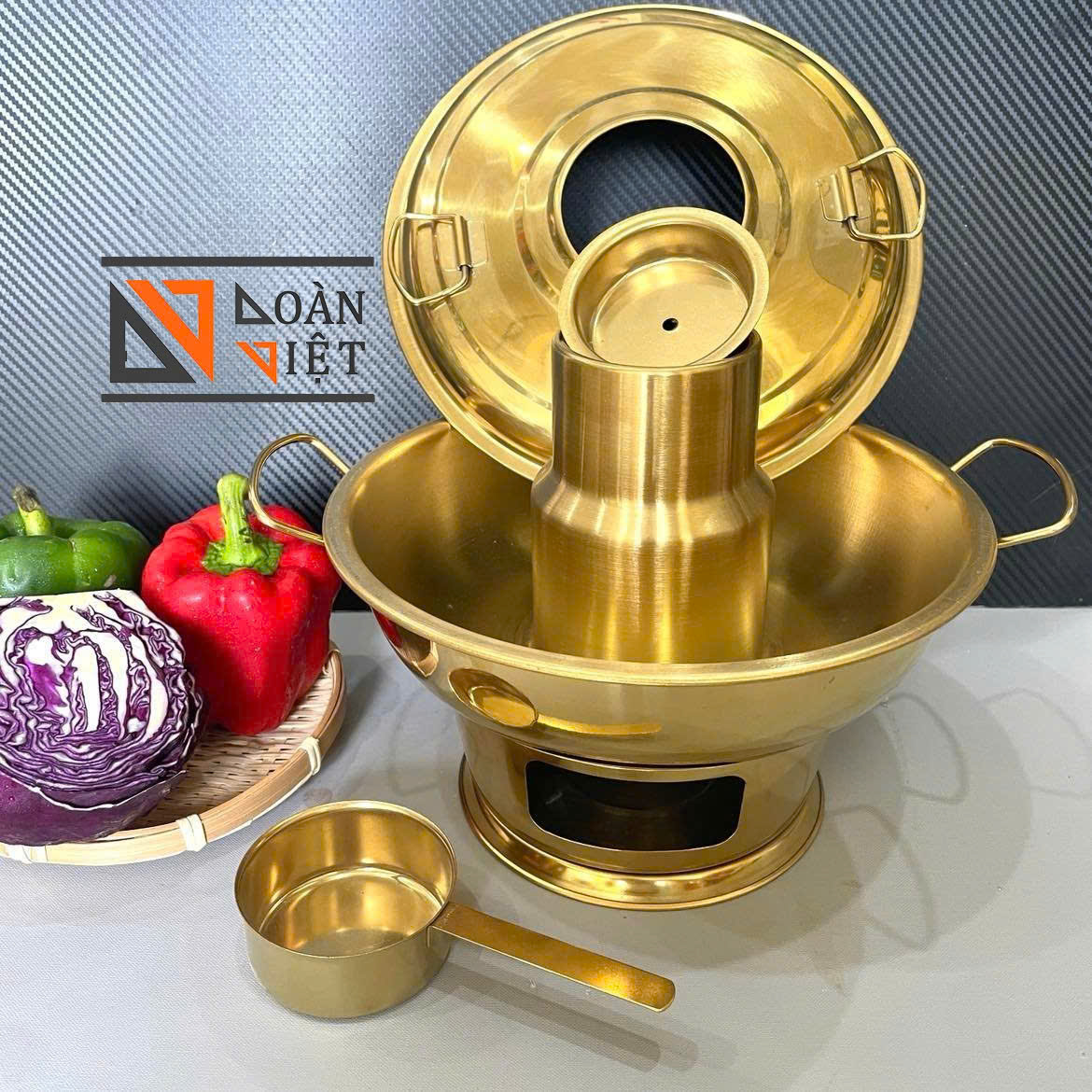 Nồi Lẩu cù Lao CỔ ĐIỂN INOX 304 màu Vàng sang trọng. Size 24cm I 22cm INOX