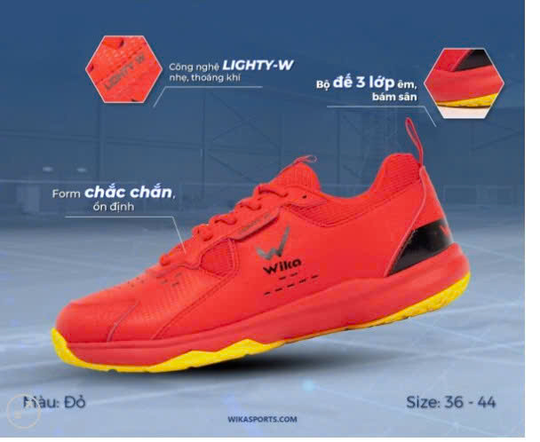 GIÀY CẦU LÔNG WIKA MARU(TẶNG  VỚ+KEO LEN) CHỈ 279K