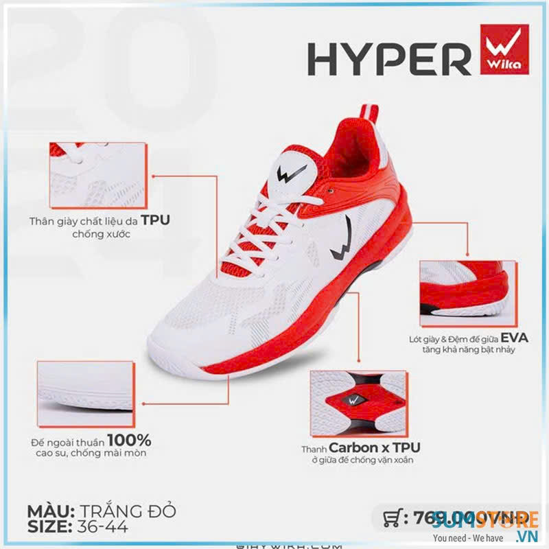 GIÀY 671K WIKA HYPER PICKLEBAL TENNIS CẦU LÔNG