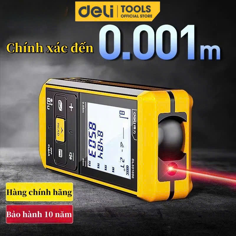 Máy Đo Khoảng Cách Laser Deli, Thước Đo Hồng Ngoại Cầm Tay, Thước Đo Điện Tử