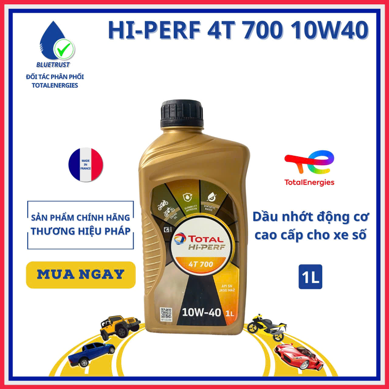 Dầu Nhớt Xe Máy TOTAL HI PERF 4T 700 10W40 - 1 Lít; Giá đã giảm:  ₫157,700